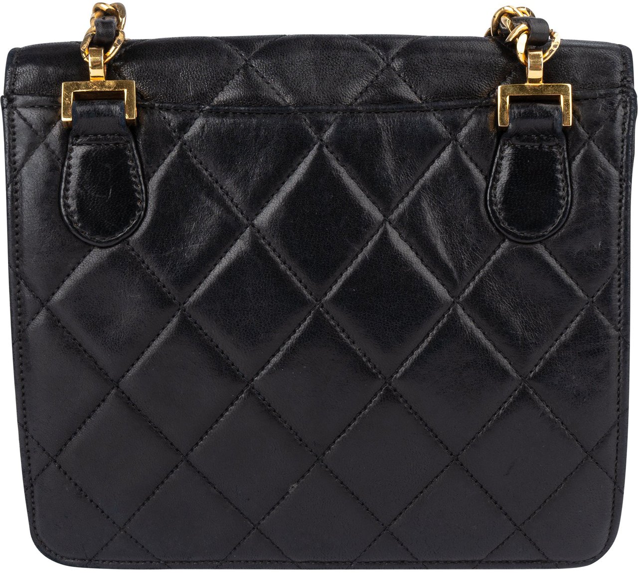 Chanel Chanel Quilted Lambskin 24K Gold Single Flap Crossbody Bag Zwart