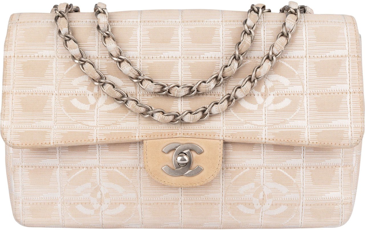 Chanel Chanel Travel Line Monogram Single Flap Crossbody Bag Beige