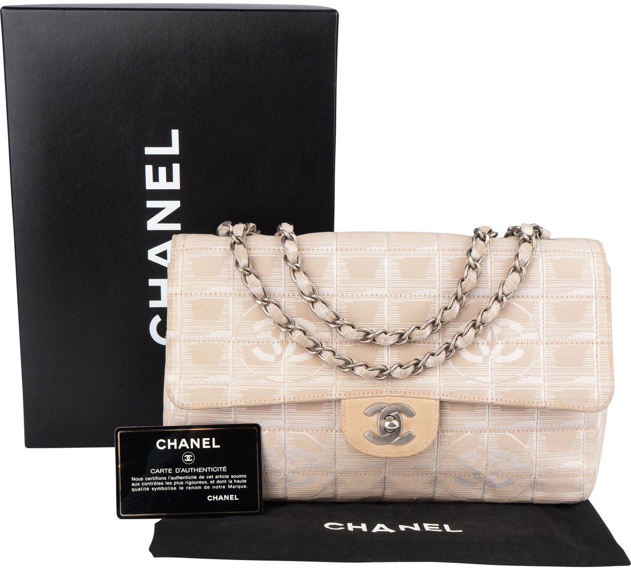 Chanel Chanel Travel Line Monogram Single Flap Crossbody Bag Beige