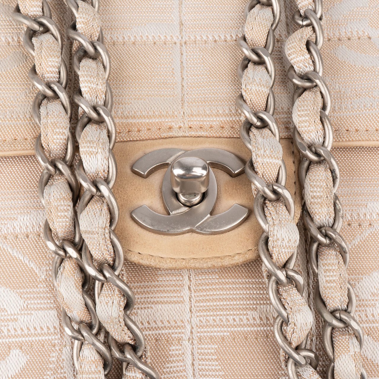 Chanel Chanel Travel Line Monogram Single Flap Crossbody Bag Beige