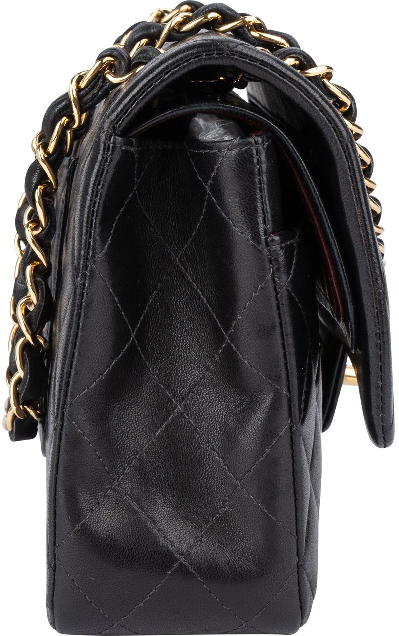 Chanel Chanel Quilted Lambskin 24K Gold Double Flap Crossbody Bag Zwart