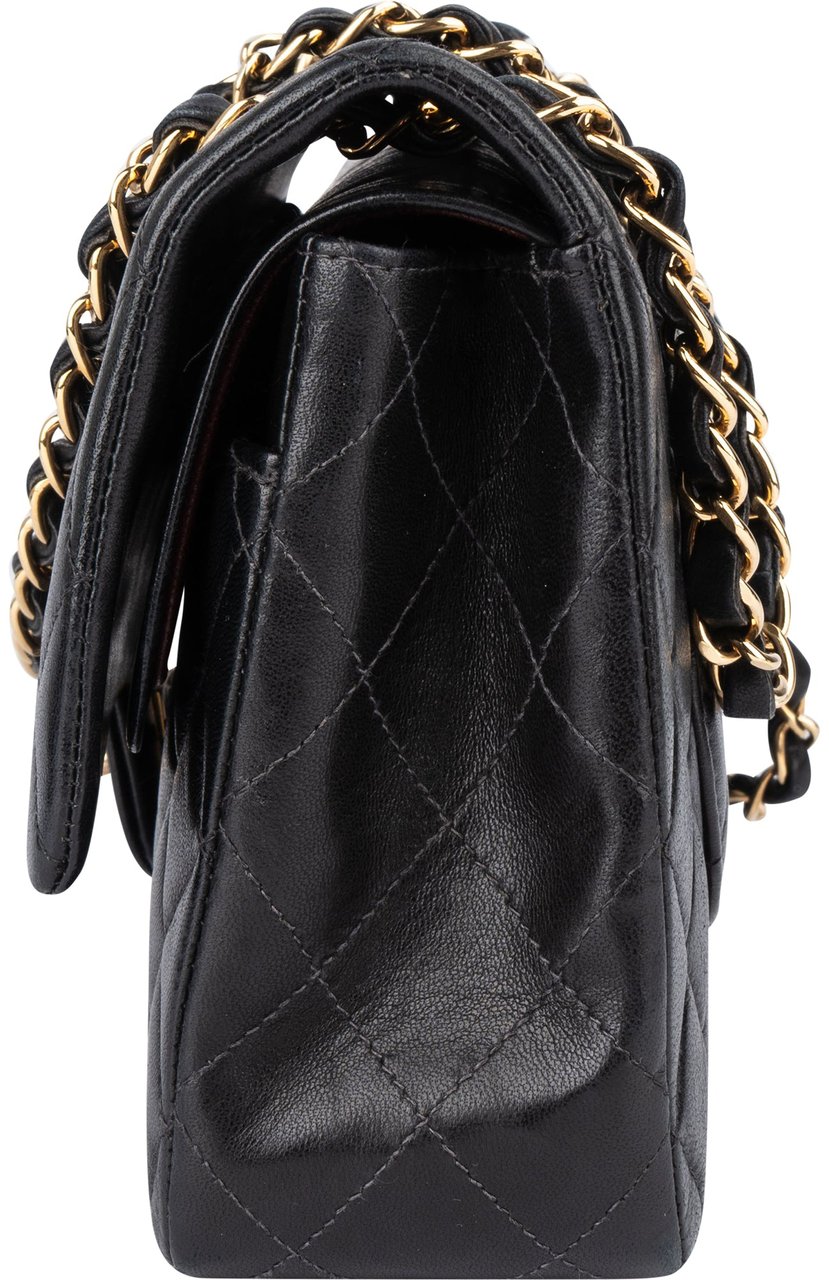 Chanel Chanel Quilted Lambskin 24K Gold Double Flap Crossbody Bag Zwart