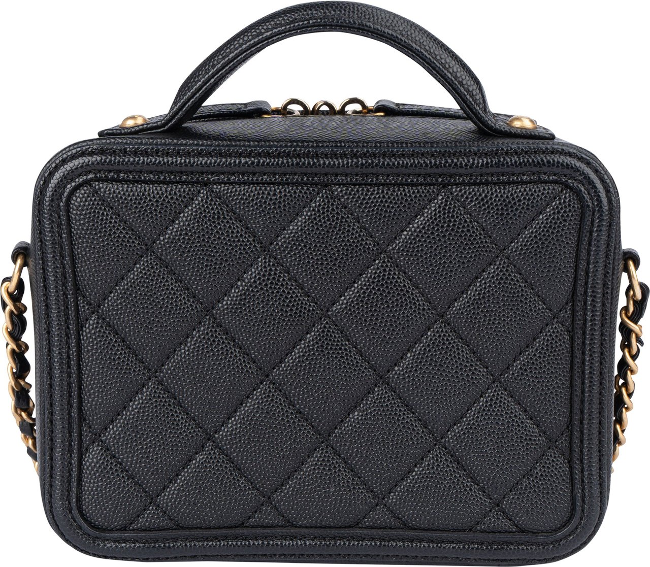 Chanel Chanel Quilted Caviar Leather CC Filigree Crossbody Bag Zwart