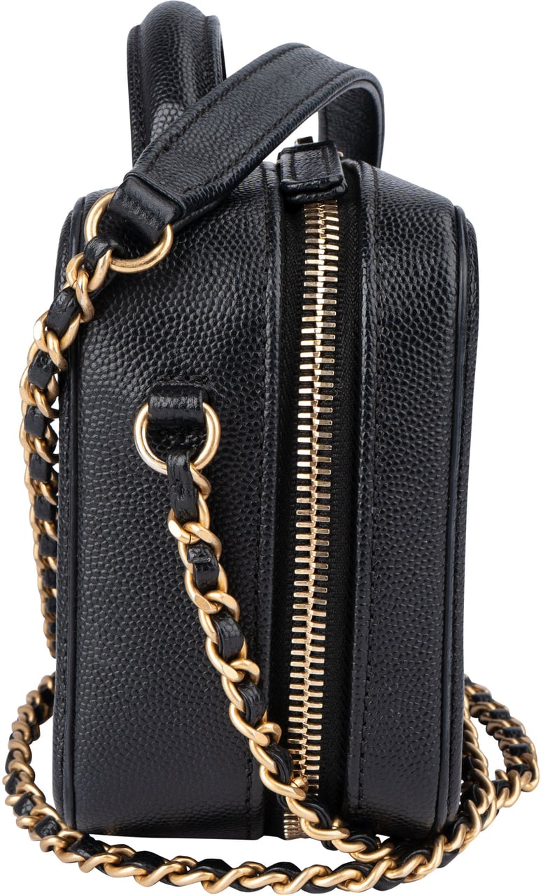 Chanel Chanel Quilted Caviar Leather CC Filigree Crossbody Bag Zwart