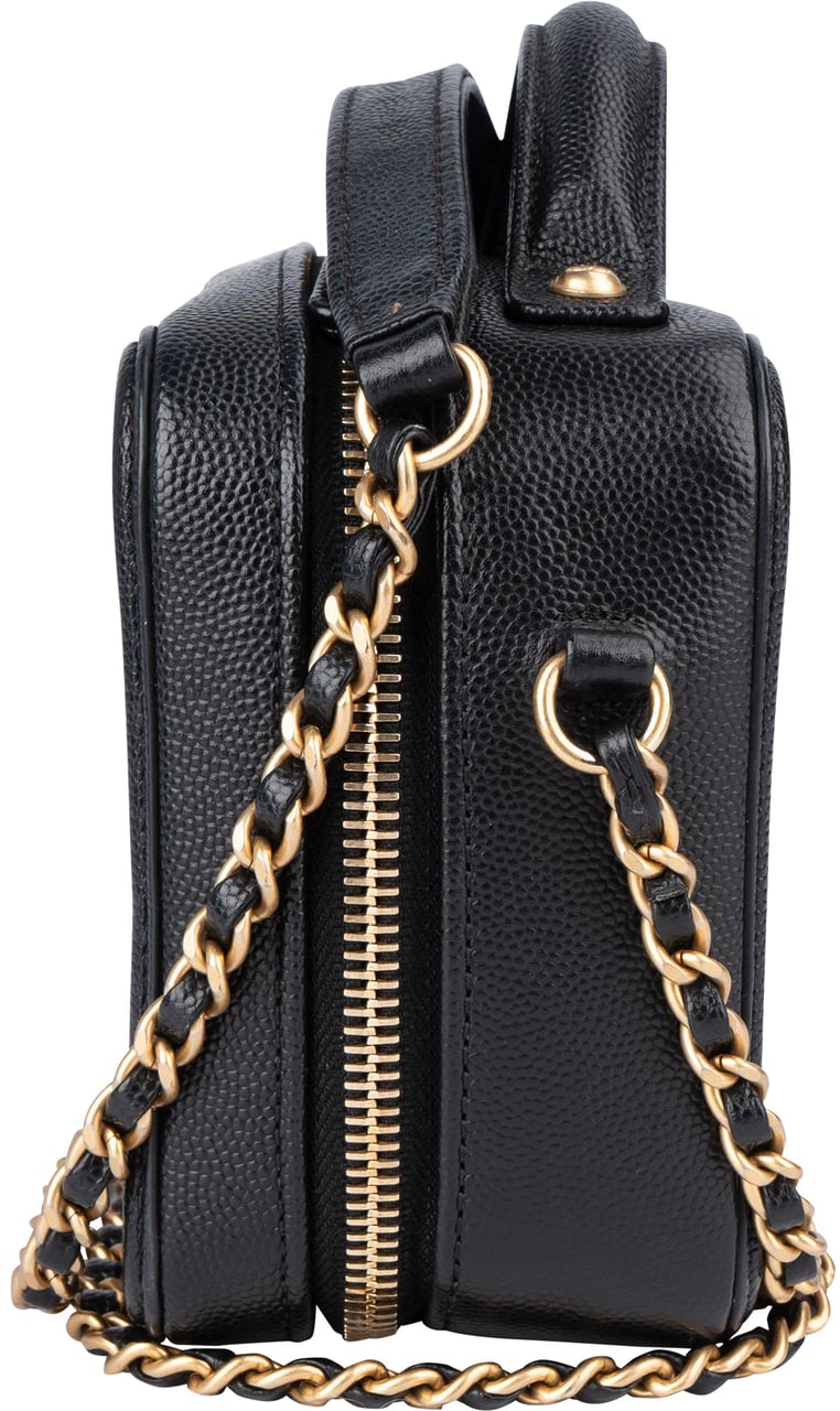 Chanel Chanel Quilted Caviar Leather CC Filigree Crossbody Bag Zwart
