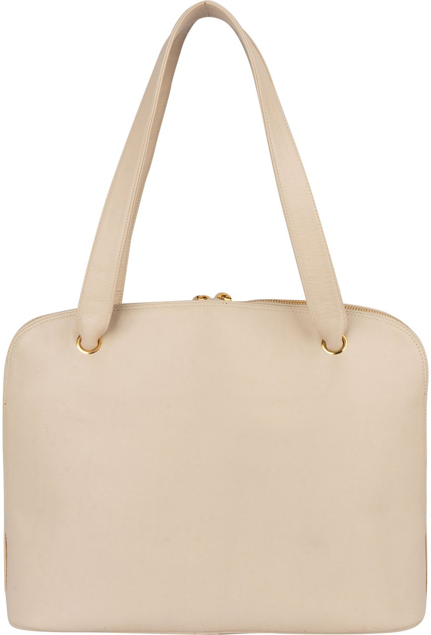 Chanel White Leather CC Shoulder Bag Wit
