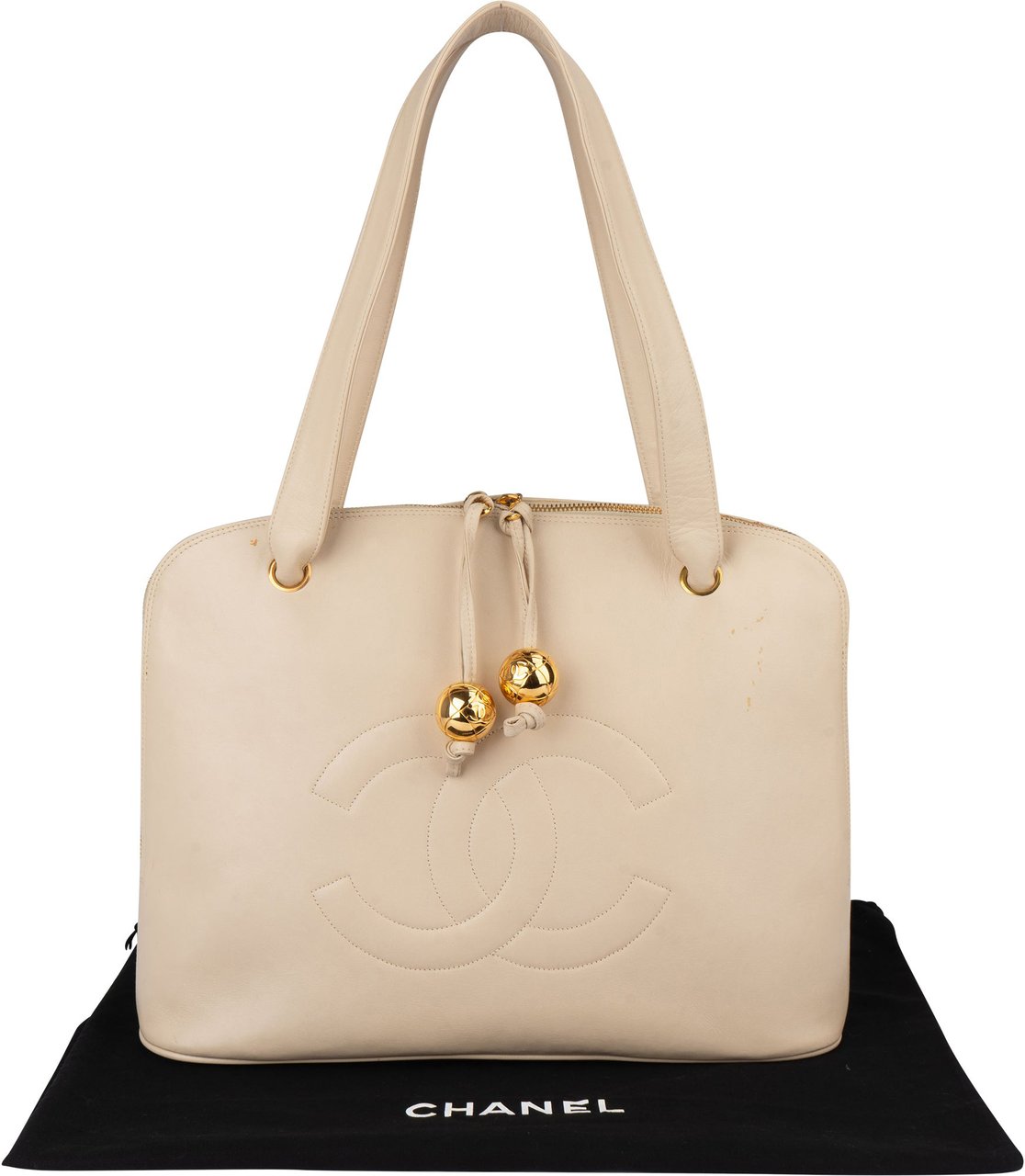 Chanel White Leather CC Shoulder Bag Wit