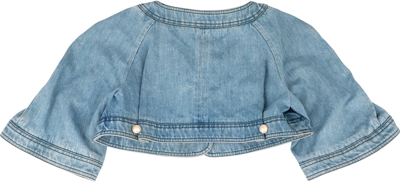 Chanel Chanel Bleu Denim Cropped Jacket Top (D 36 / FR 38) Blauw