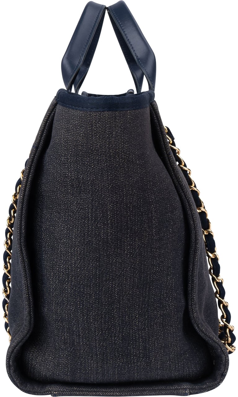Chanel Bleu Cotton Deauville Handbag Blauw