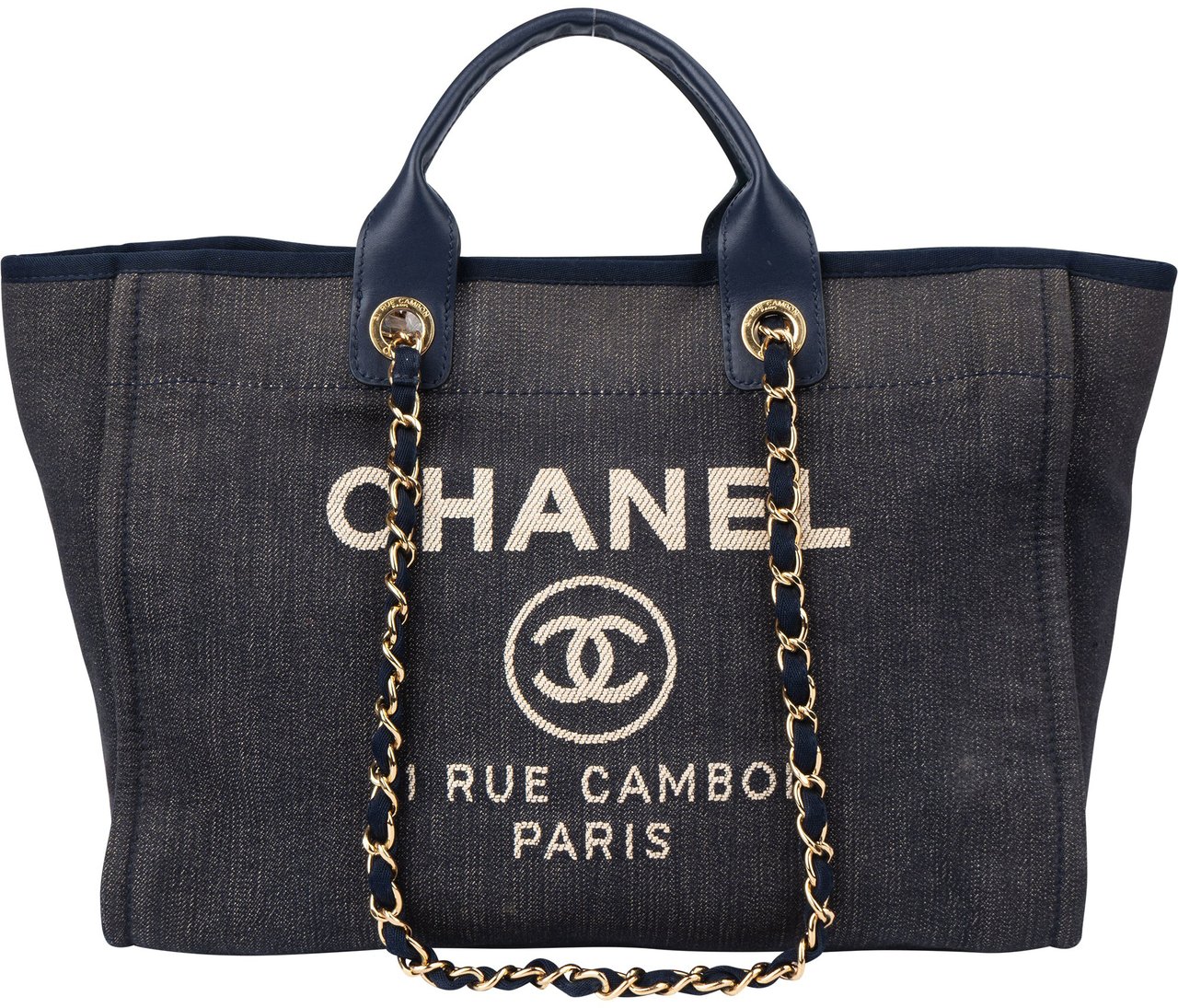 Chanel Bleu Cotton Deauville Handbag Blauw