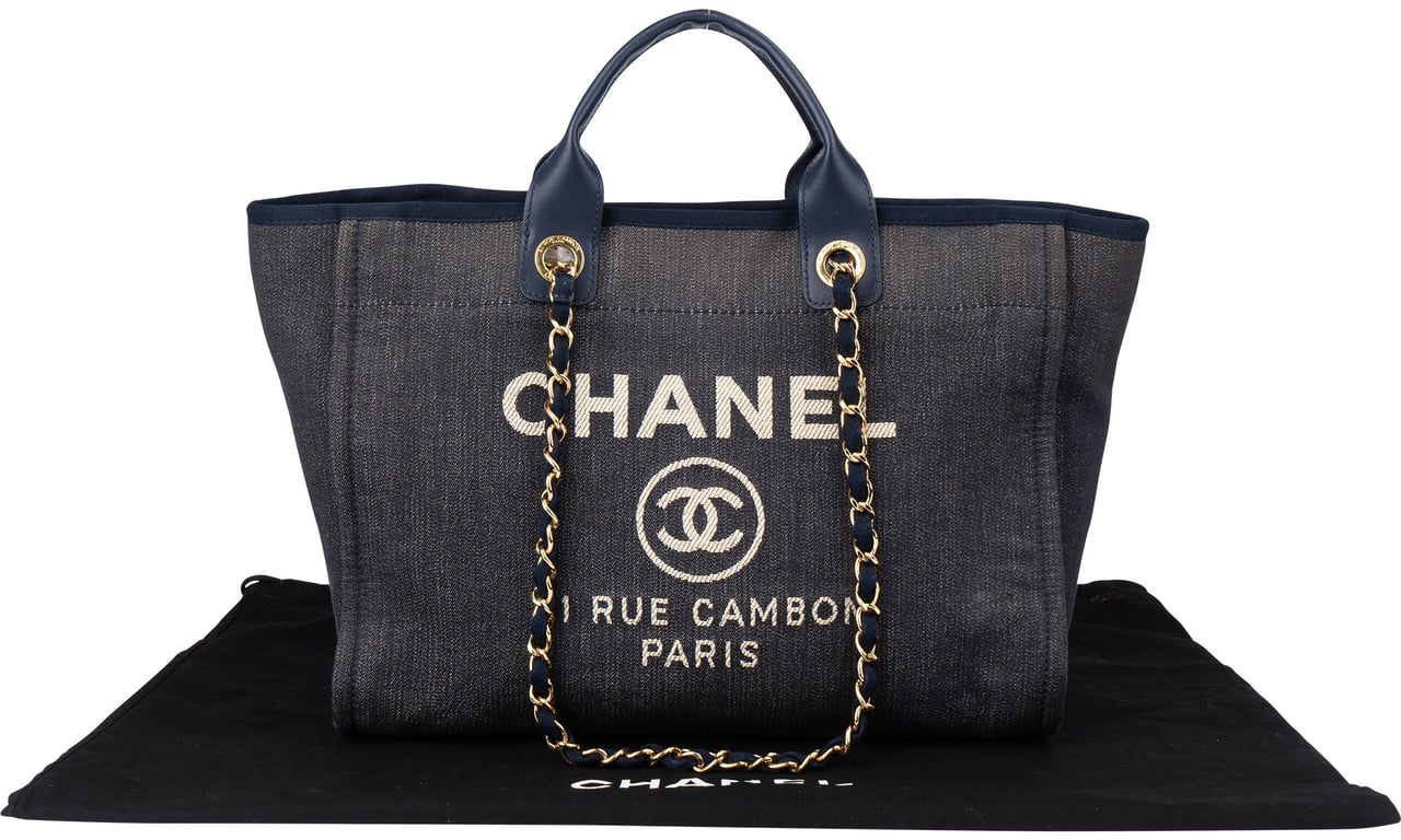 Chanel Chanel  Bleu Cotton Deauville Handbag Blauw