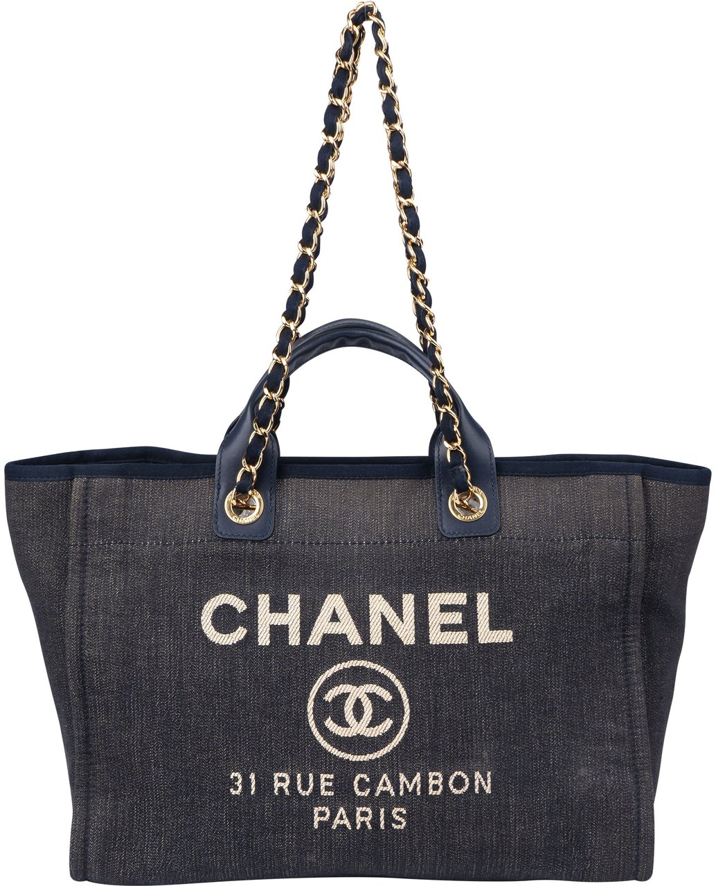 Chanel Chanel  Bleu Cotton Deauville Handbag Blauw