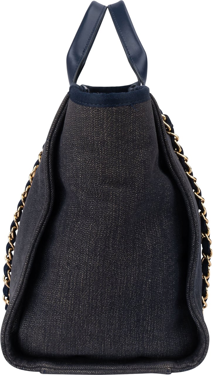Chanel Bleu Cotton Deauville Handbag Blauw