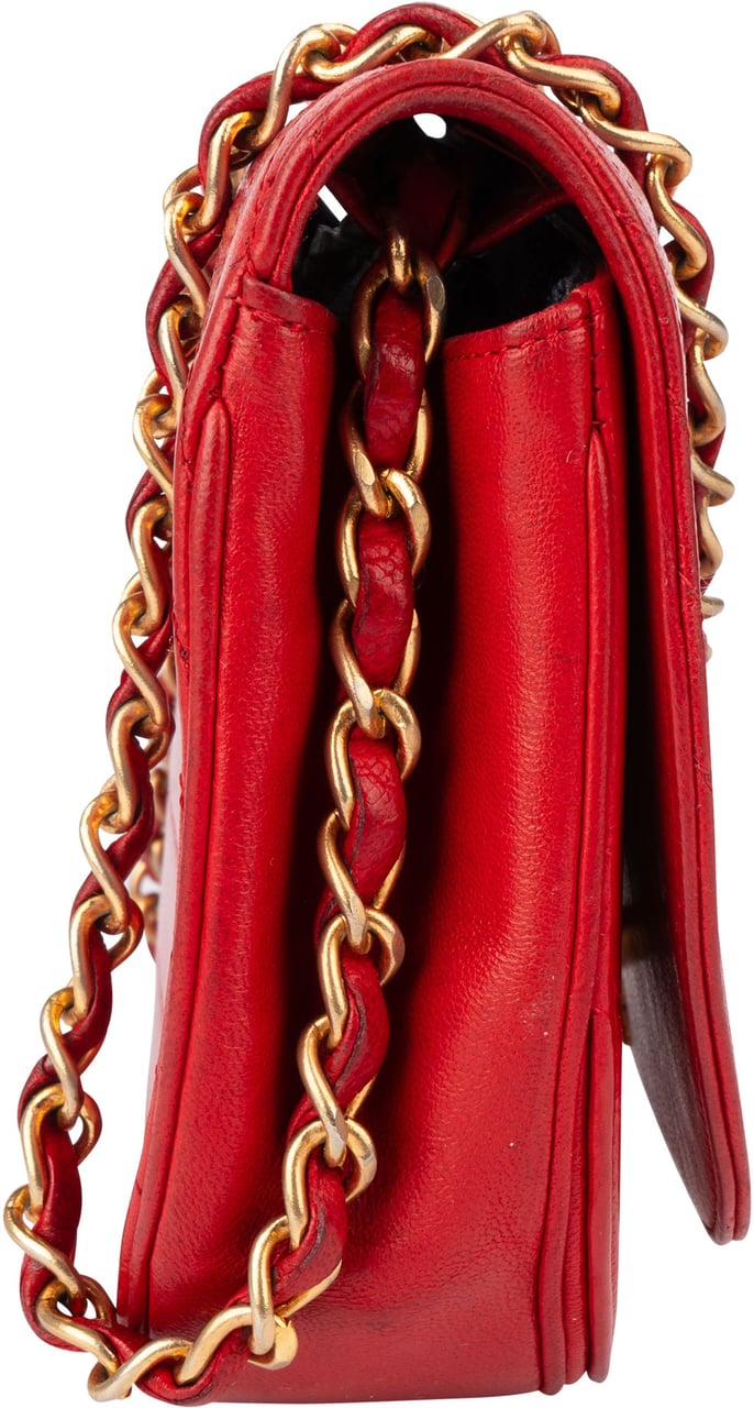 Chanel Chanel Stitching Lambskin 24K Gold Single Flap Shoulder Bag Rood