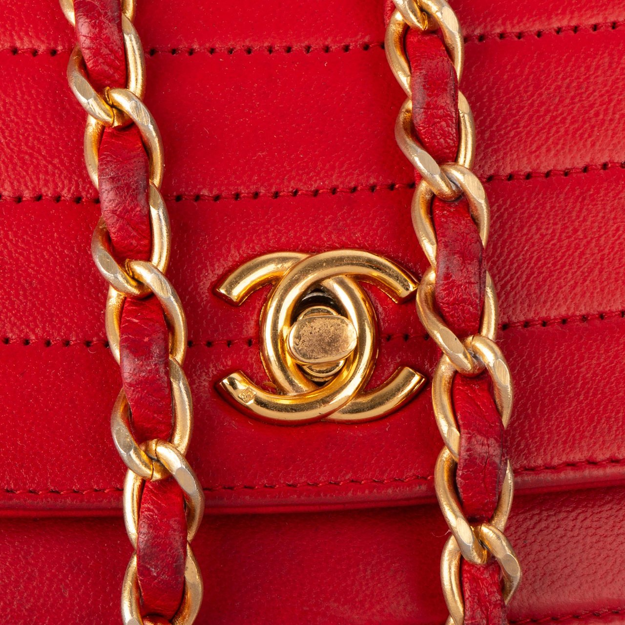 Chanel Chanel Stitching Lambskin 24K Gold Single Flap Shoulder Bag Rood