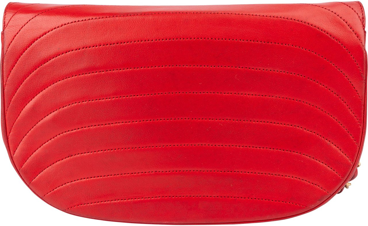 Chanel Chanel Stitching Lambskin 24K Gold Single Flap Shoulder Bag Rood