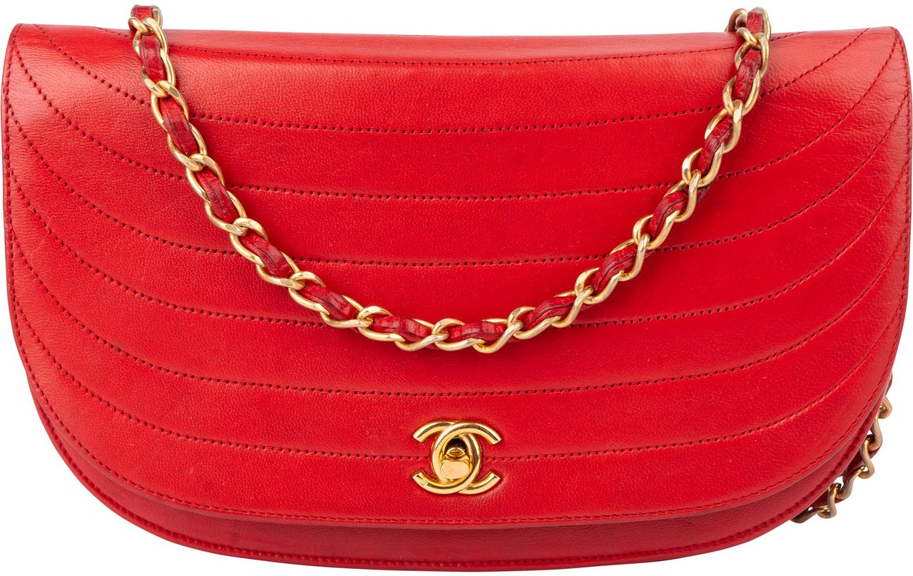 Chanel Chanel Stitching Lambskin 24K Gold Single Flap Shoulder Bag Rood