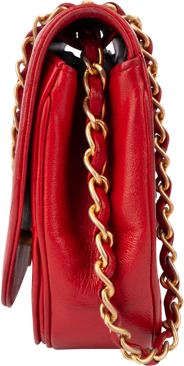 Chanel Chanel Stitching Lambskin 24K Gold Single Flap Shoulder Bag Rood