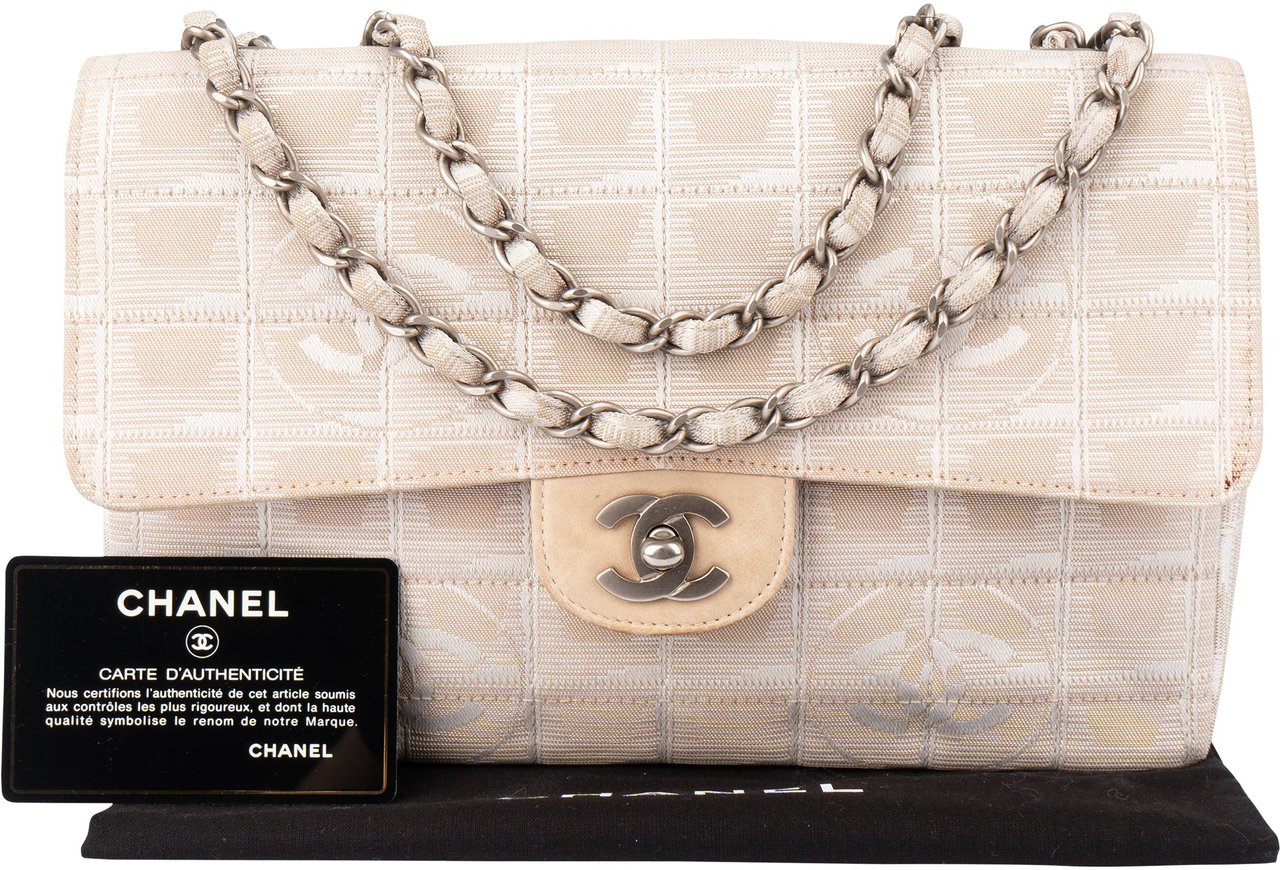 Chanel Chanel Travel Line Monogram Single Flap Crossbody Bag Beige