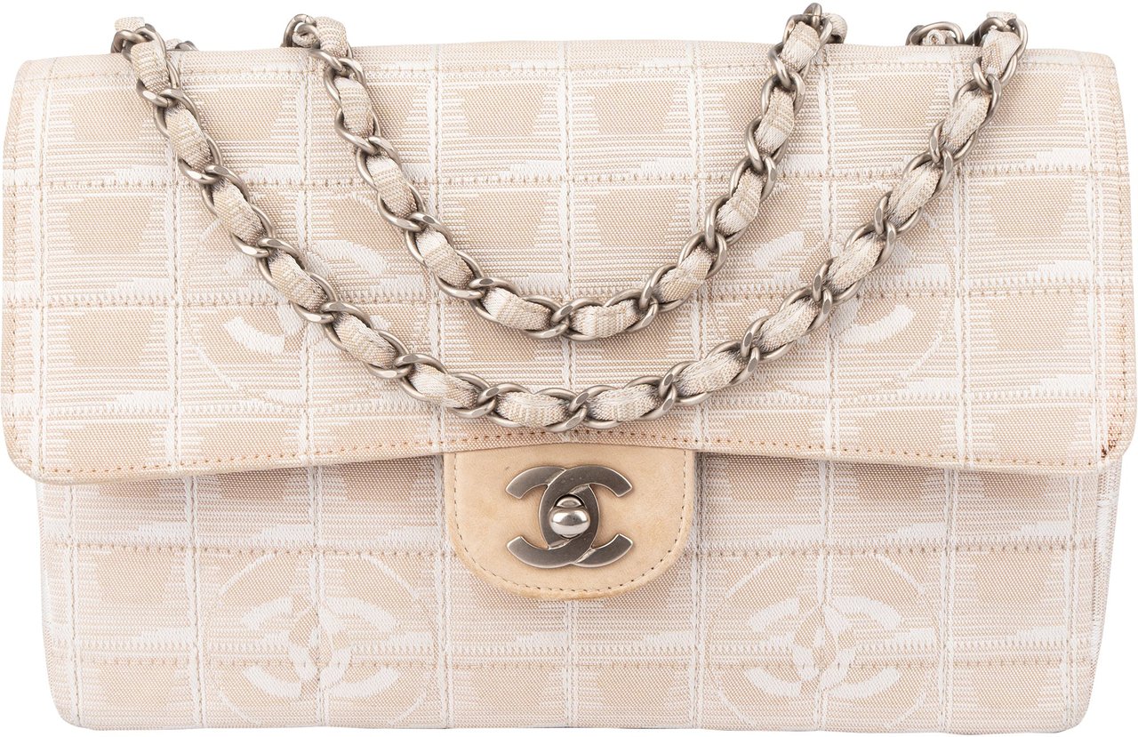Chanel Chanel Travel Line Monogram Single Flap Crossbody Bag Beige