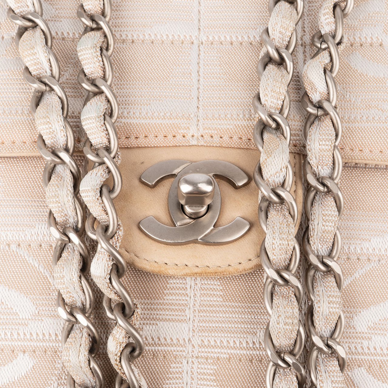 Chanel Chanel Travel Line Monogram Single Flap Crossbody Bag Beige