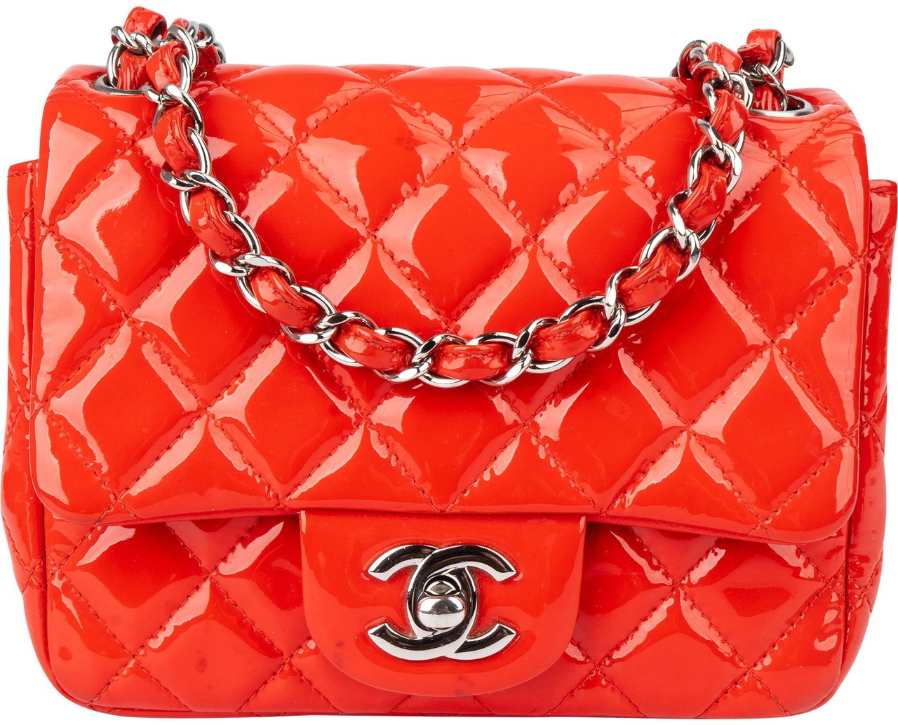 Chanel Chanel Rouge Patent Leather Single Flap Crossbody Bag Rood