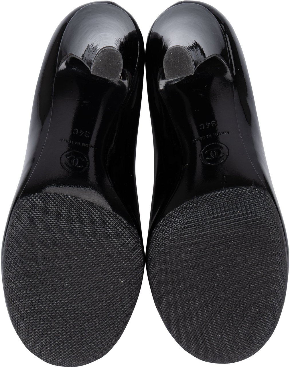 Chanel Chanel Patent Leather Chain CC Heels (34) Zwart