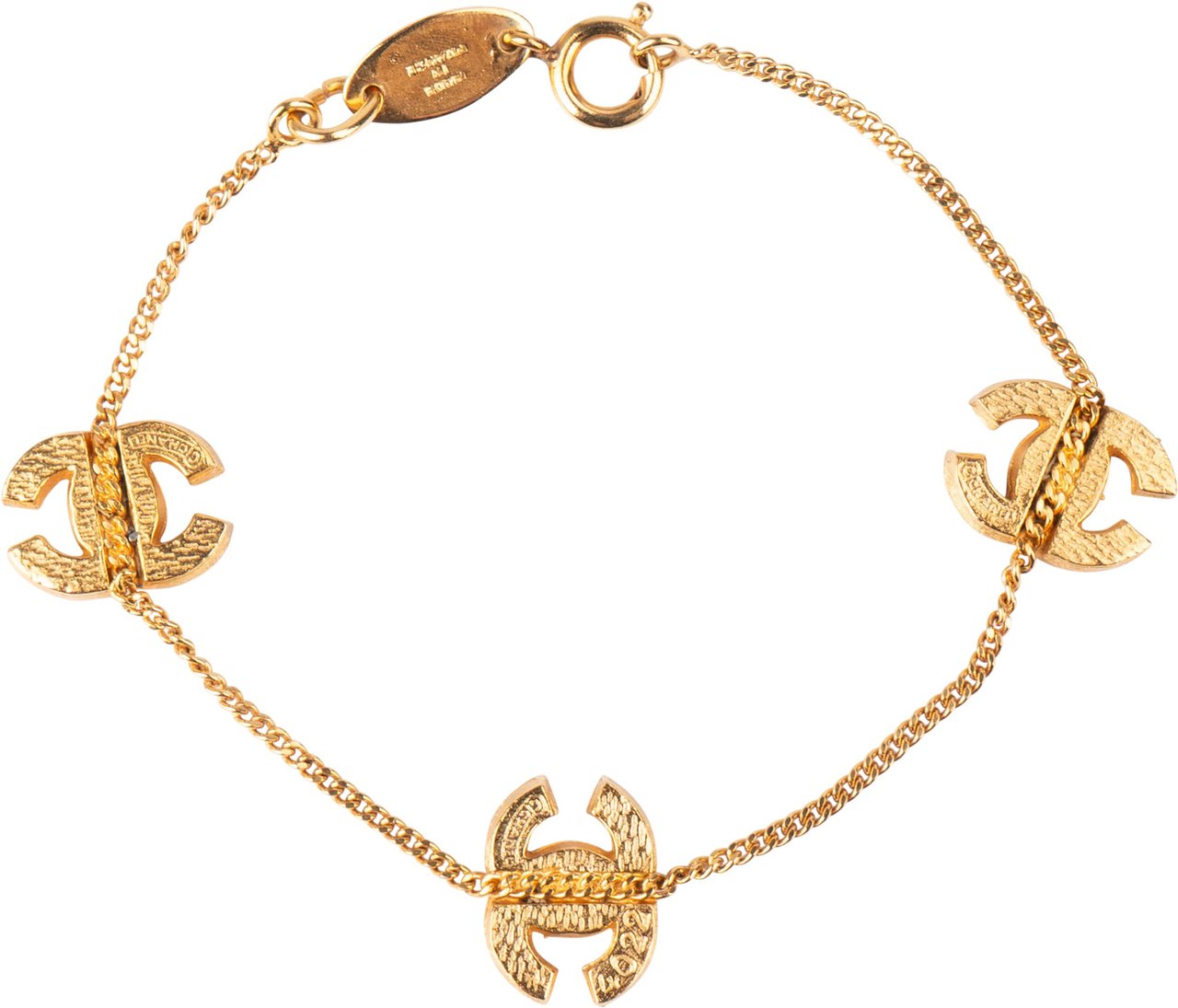 Chanel Chanel Gold Tone Crystal CC Bracelet Divers