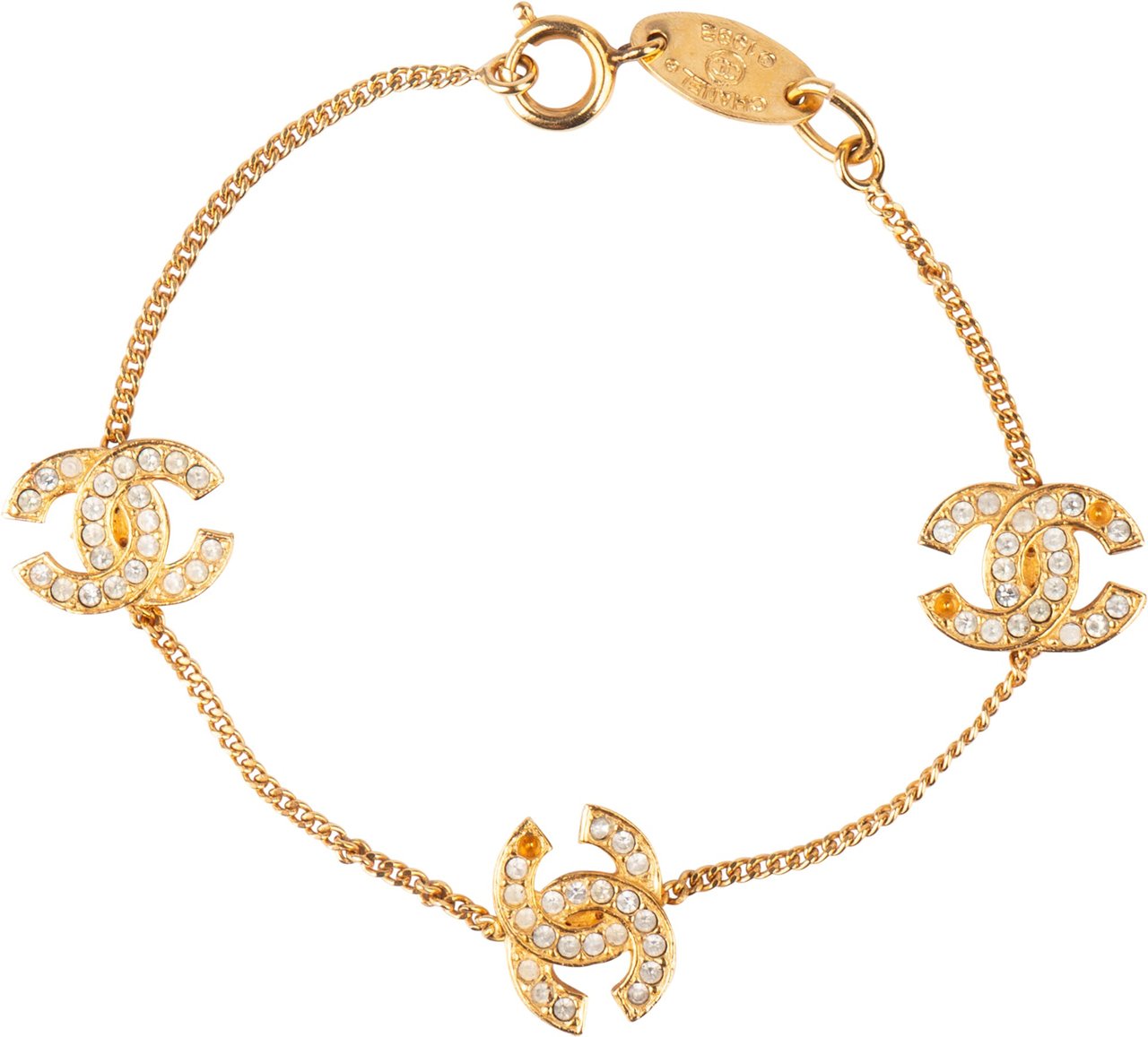 Chanel Chanel Gold Tone Crystal CC Bracelet Divers