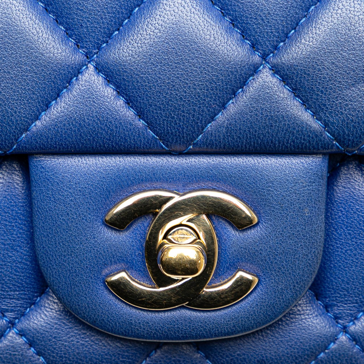 Chanel Mini Rectangular Classic Lambskin Single Flap Blauw