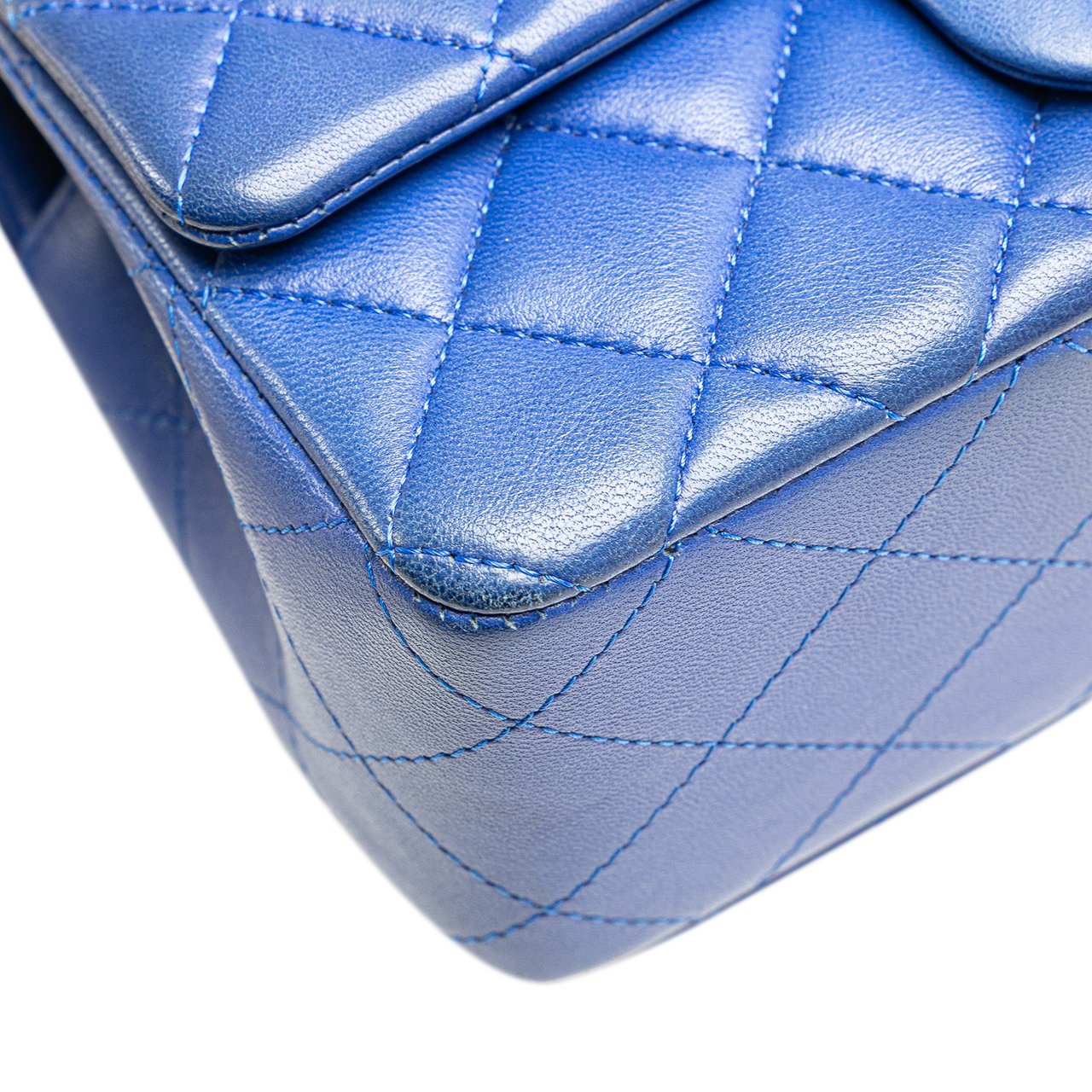 Chanel Mini Rectangular Classic Lambskin Single Flap Blauw
