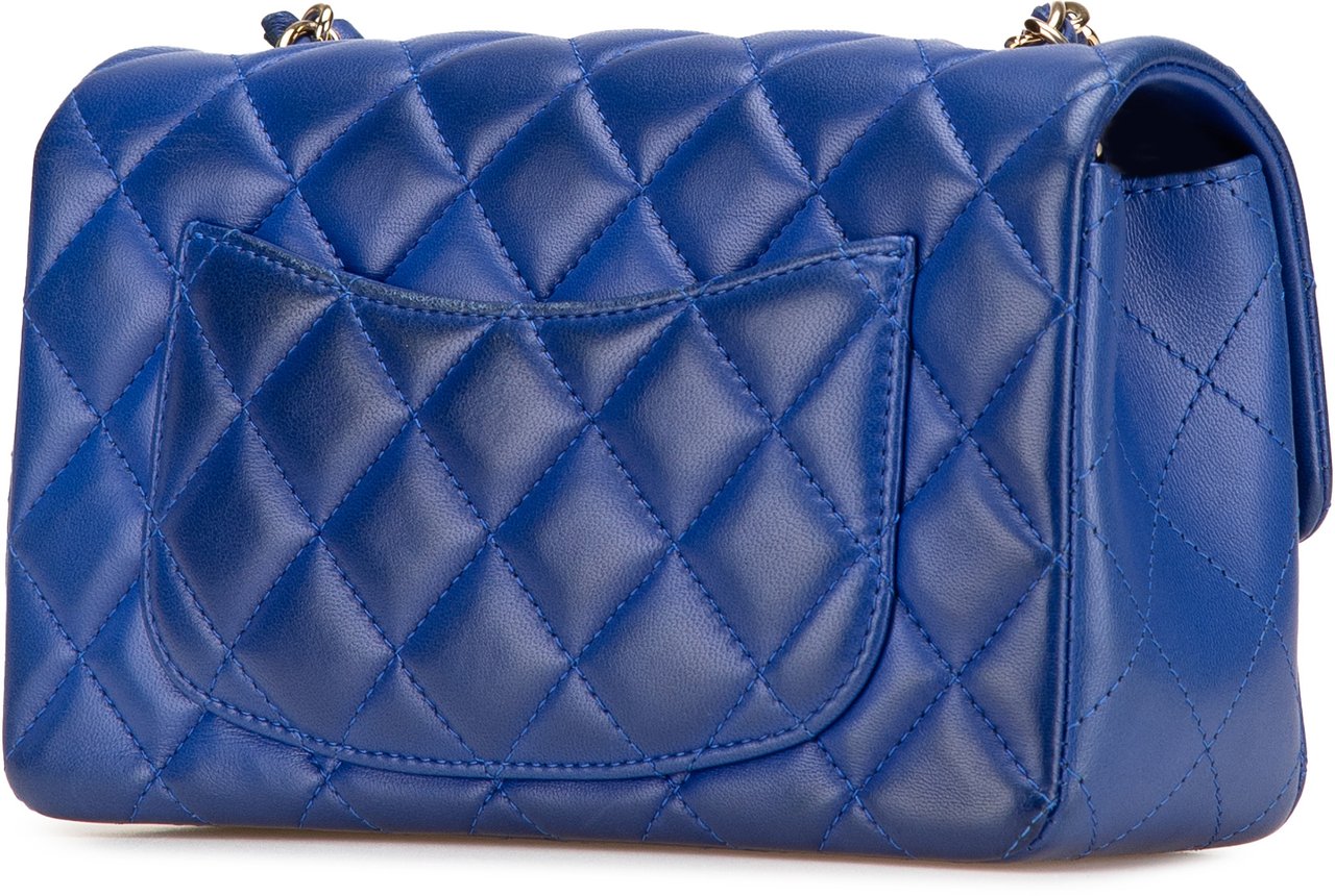 Chanel Mini Rectangular Classic Lambskin Single Flap Blauw