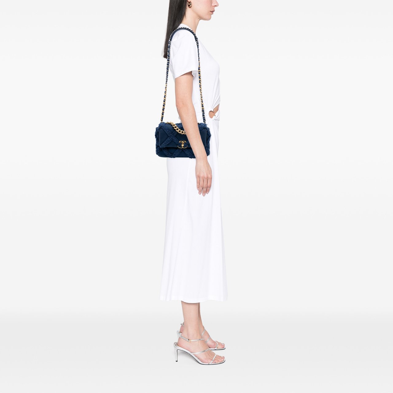 Chanel Medium Canvas and Cotton 19 Flap Blauw