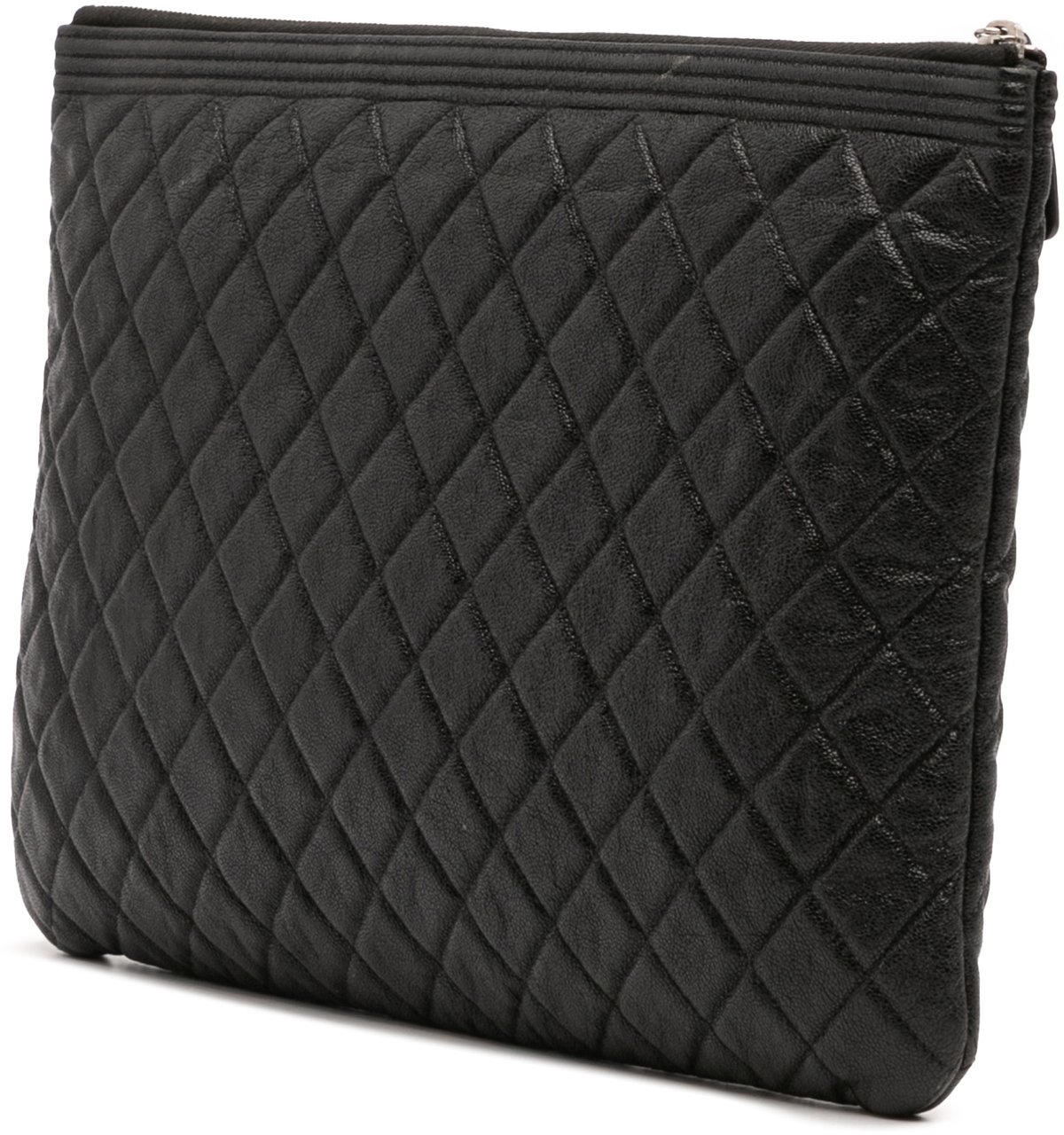 Chanel Large Quilted Caviar Boy O Case Clutch Zwart