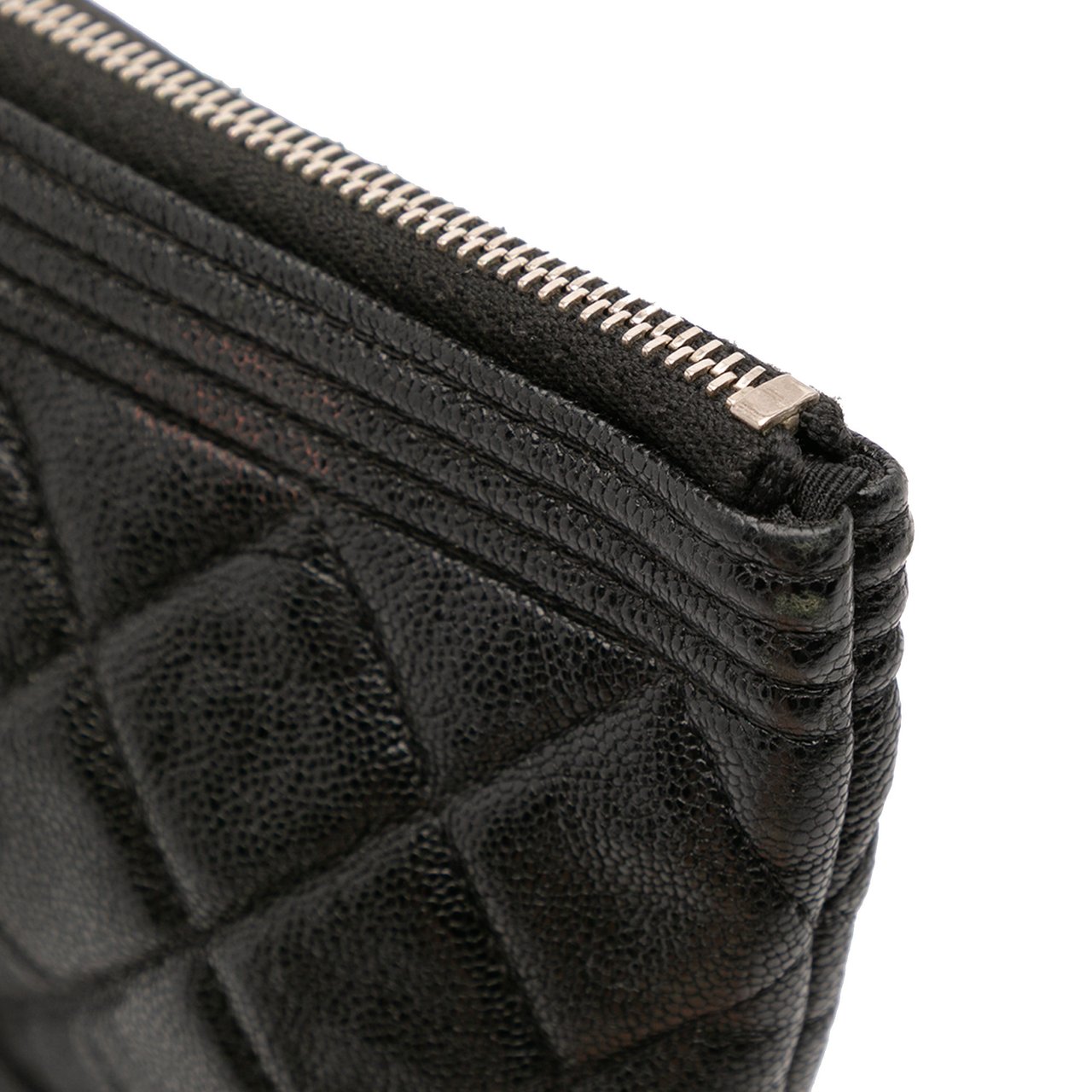 Chanel Large Quilted Caviar Boy O Case Clutch Zwart