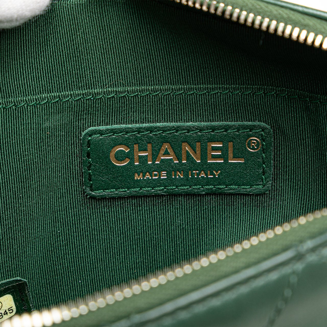 Chanel Stitched Calfskin and Grosgrain Button Up Double Zip Camera Bag Groen
