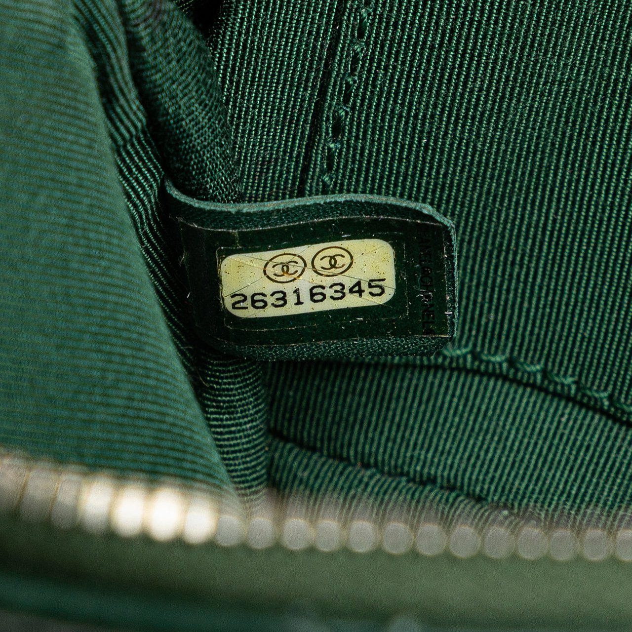 Chanel Stitched Calfskin and Grosgrain Button Up Double Zip Camera Bag Groen