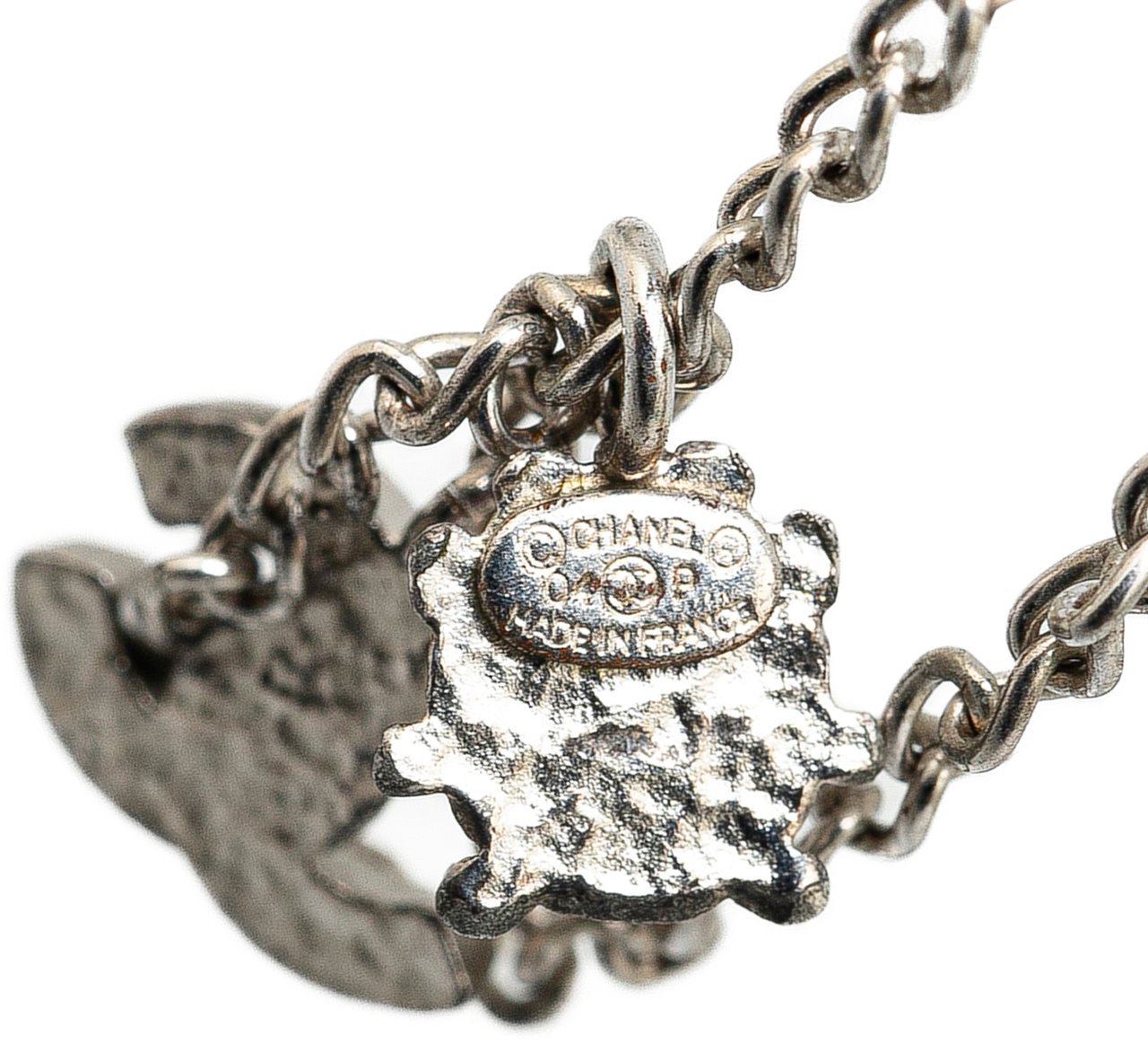 Chanel Silver Plated CC Ladybug Charm Bracelet Zilver