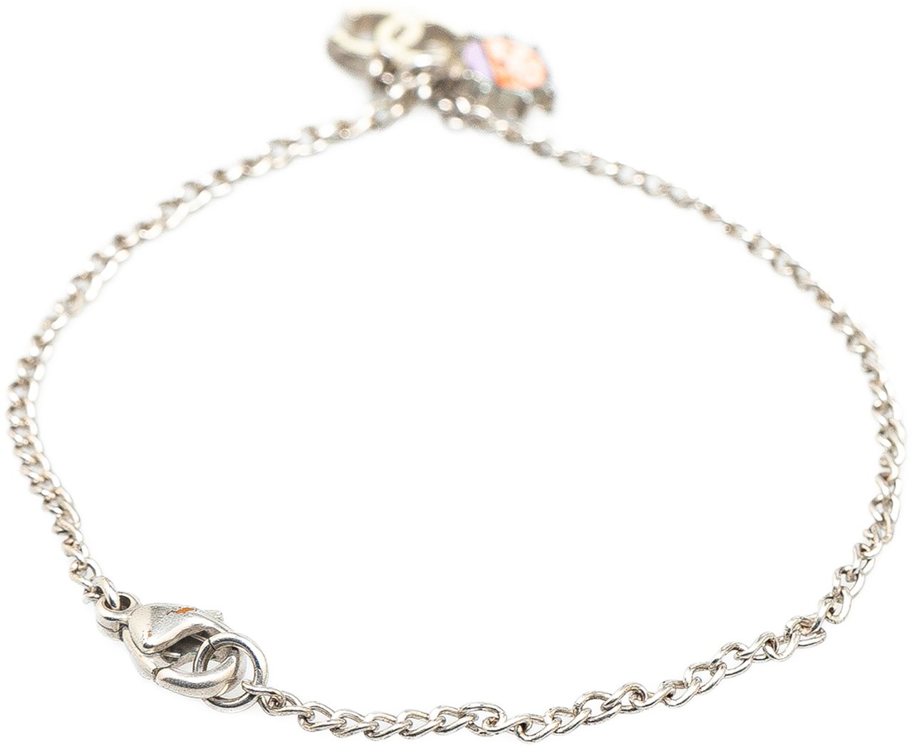 Chanel Silver Plated CC Ladybug Charm Bracelet Zilver