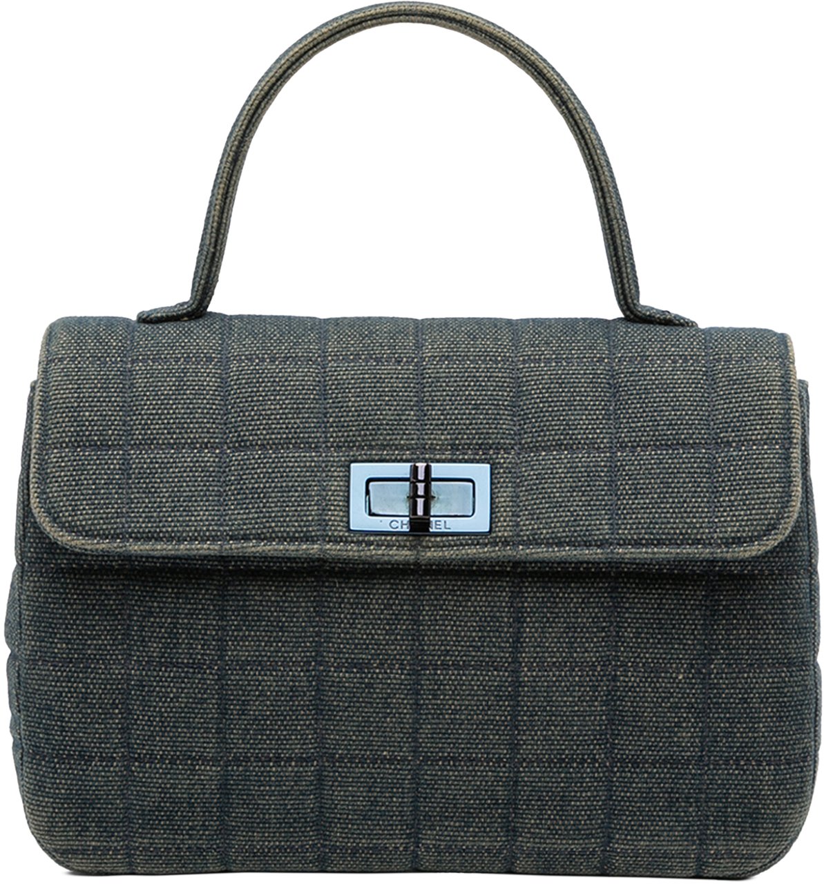 Chanel Reissue 2.55 Chocolate Bar Denim Top Handle Flap Blauw