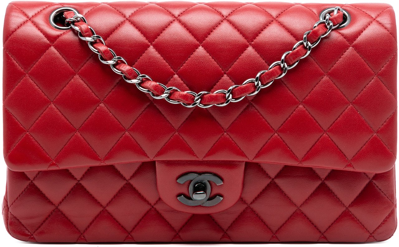Chanel Medium Classic Lambskin Double Flap Rood