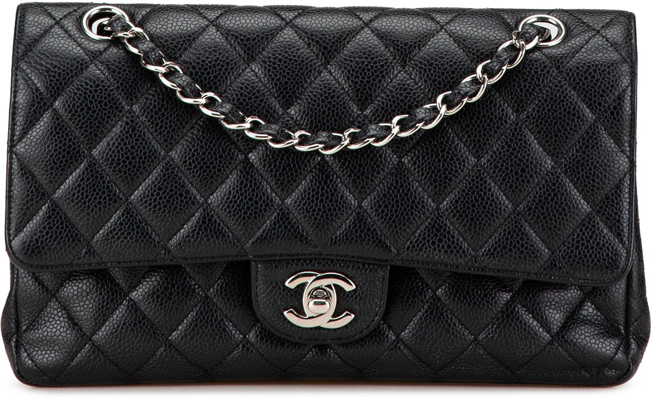 Chanel Medium Classic Caviar Double Flap Zwart