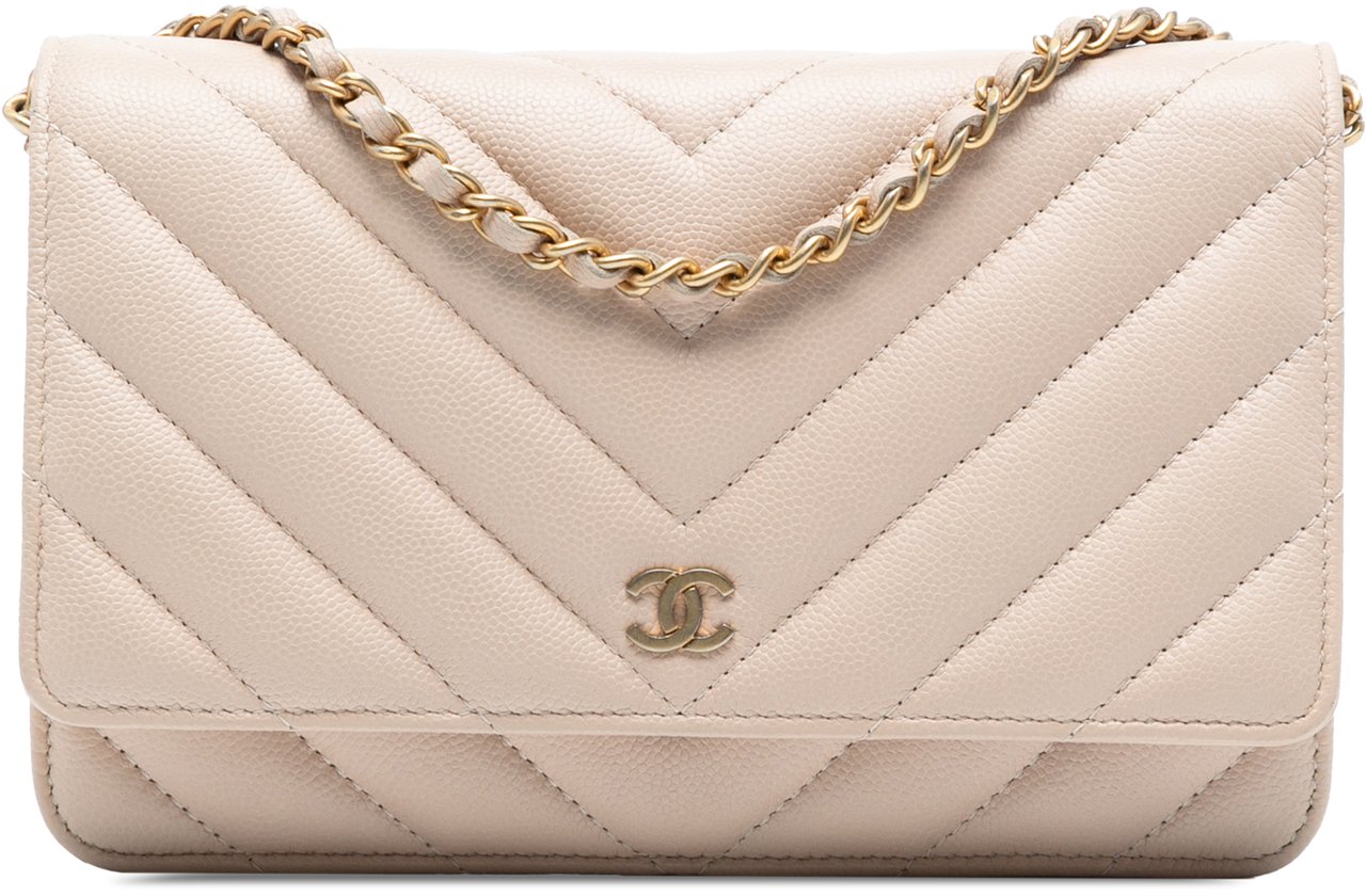 Chanel CC Chevron Caviar Ancient Greek Charms Wallet On Chain Bruin