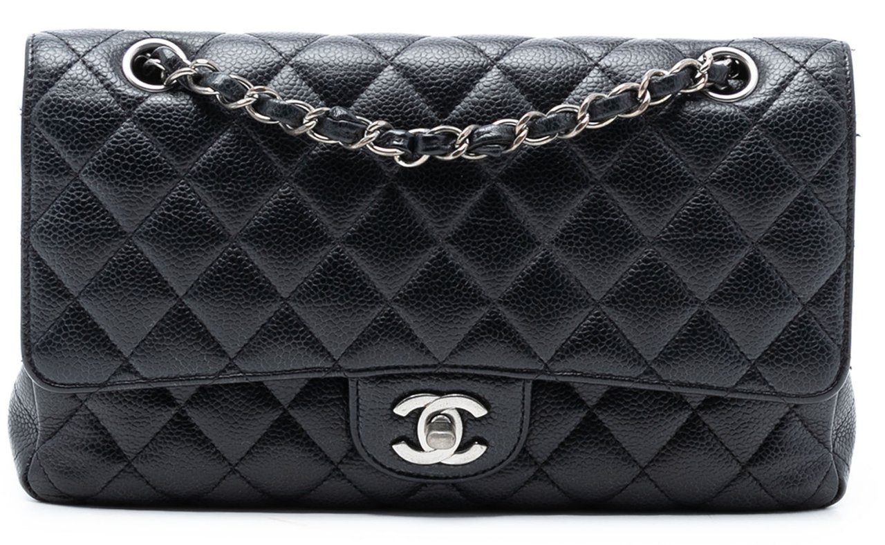 Chanel Medium Classic Caviar Double Flap Zwart