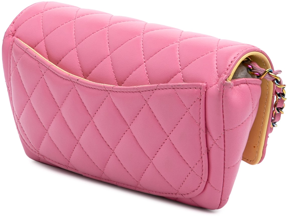 Chanel CC Quilted Lambskin Sunglasses Case with Chain Roze