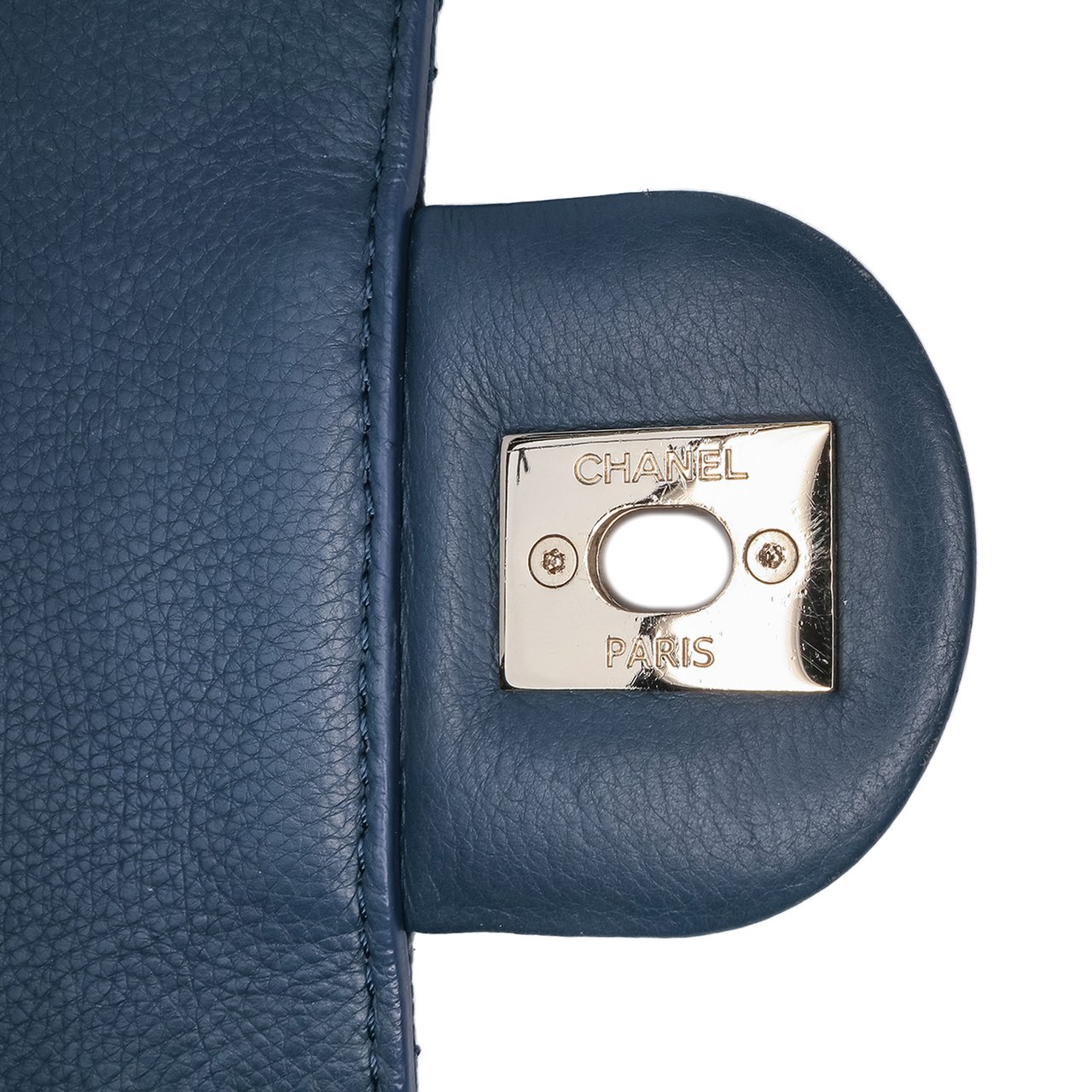 Chanel Small Quilted Caviar Studded Chain Handle Flap Blauw