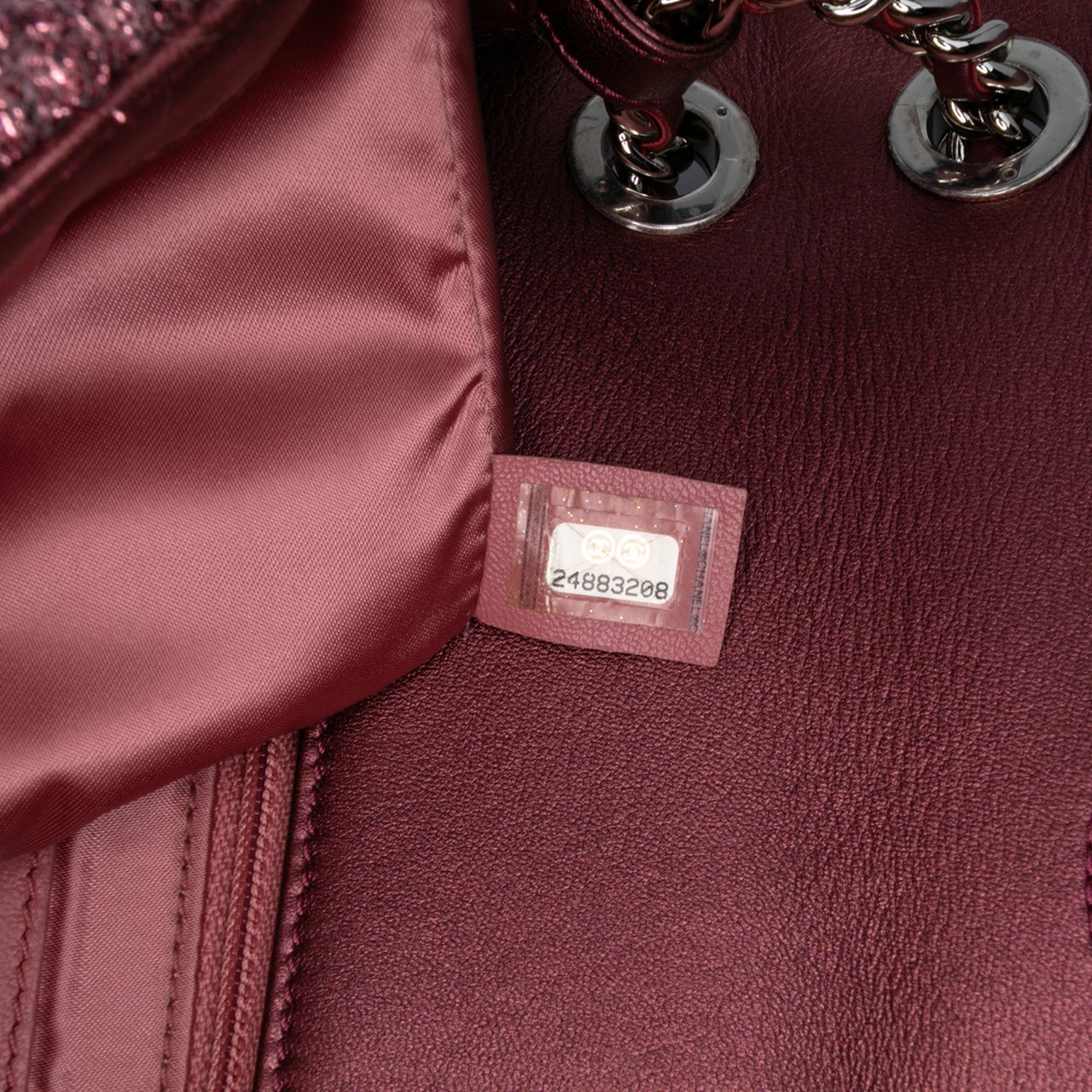 Chanel Medium Quilted Metallic Knit Pluto Glitter Flap Roze