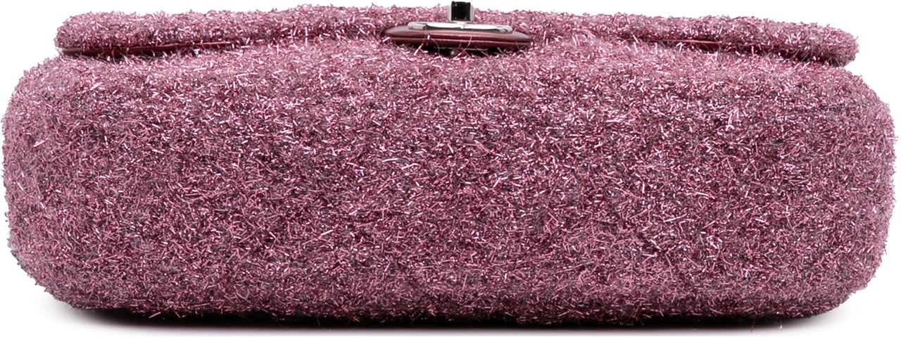 Chanel Medium Quilted Metallic Knit Pluto Glitter Flap Roze