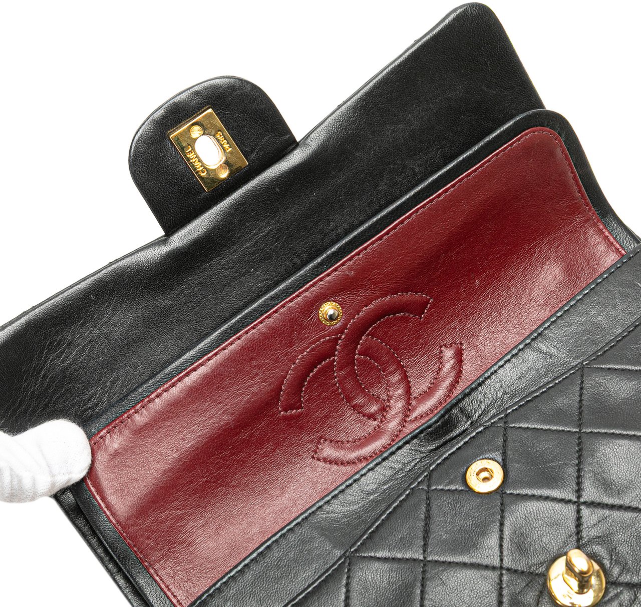 Chanel Small Classic Lambskin Double Flap Zwart