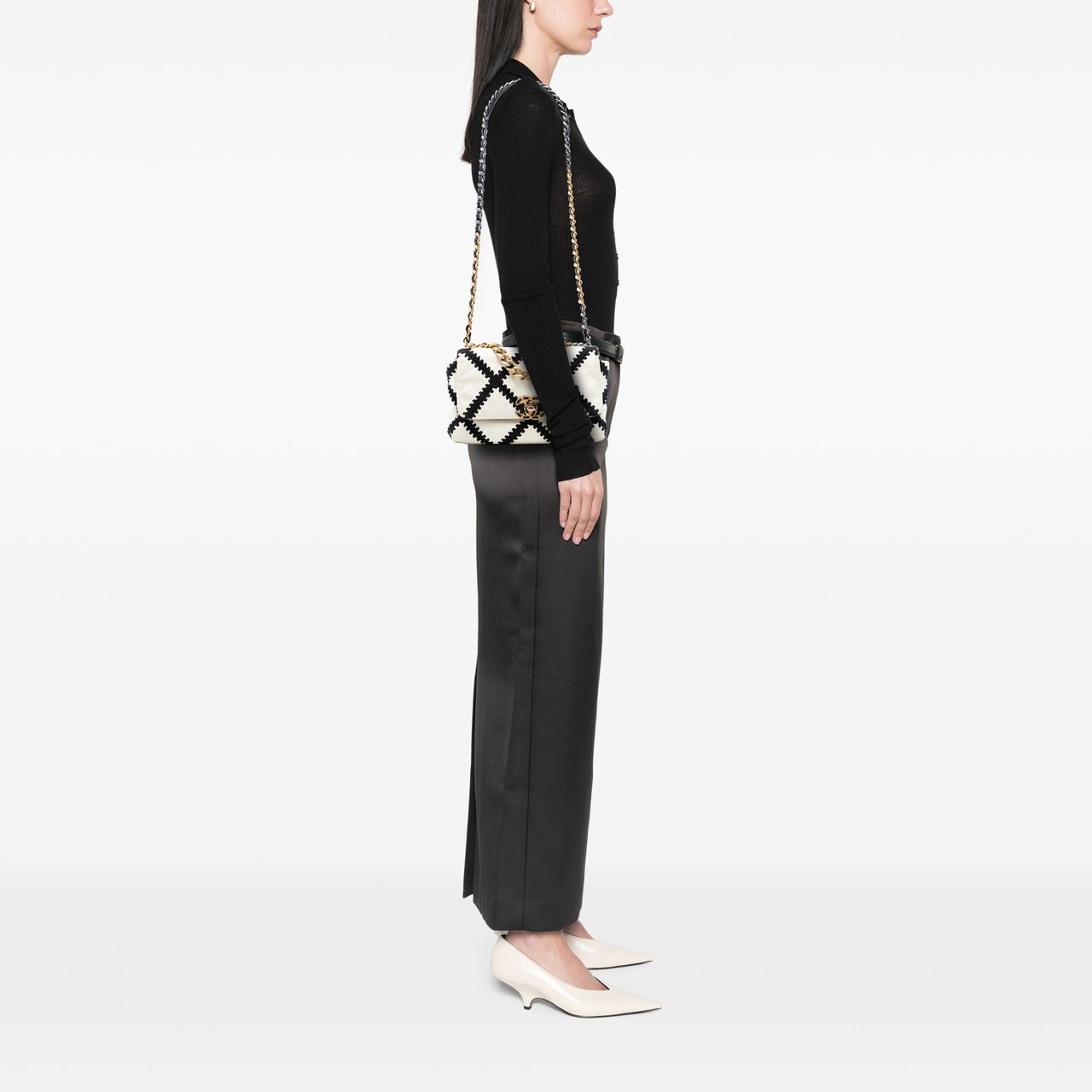 Chanel Medium Crochet Calfskin 19 Flap Wit